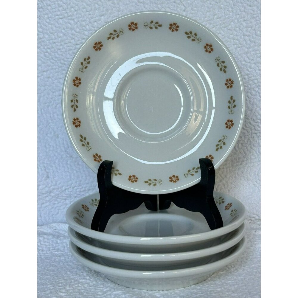 Vintage Shenango China Saucers Anchor Hocking Floral Restaurant Ware Set Of 4